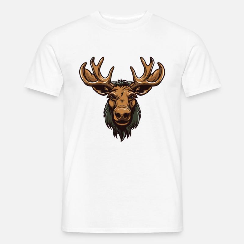 Elch Portrait - Männer T-Shirt - Weiß