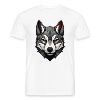 Portrait de chien Husky - T-shirt homme - blanc - Devant - AI Model Male 178 dark (178cm)