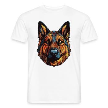 German Shepherd Dog Portrait - Men's T-Shirt - white - Front - AI Model Male 178 dark (178cm)