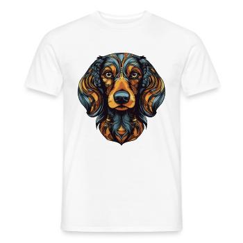 Teckel Portrait de chien teckel - T-shirt homme - blanc - Devant - AI Model Male 178 dark (178cm)