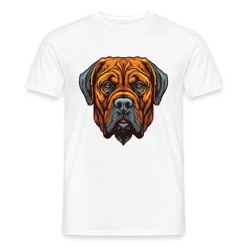 Portrait de chien Mastiff - T-shirt homme - blanc - Devant - AI Model Male 178 dark (178cm)