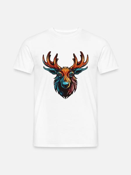 Elch Portrait - Männer T-Shirt - Weiß