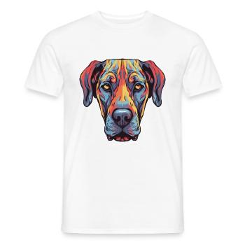 Portrait de chien dogue allemand - T-shirt homme - blanc - Devant - AI Model Male 178 dark (178cm)