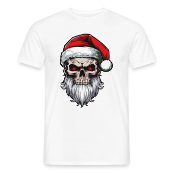 Santa Claus Skull - Men's T-Shirt - white - Front - AI Model Male 178 dark (178cm)