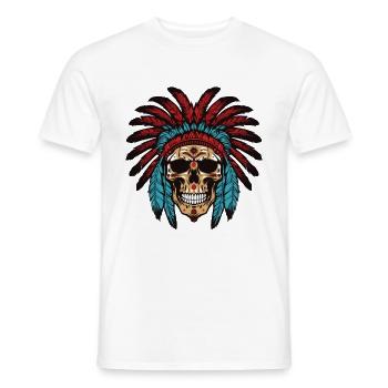 Chef indien Apache Skull - T-shirt homme - blanc - Devant - AI Model Male 178 dark (178cm)