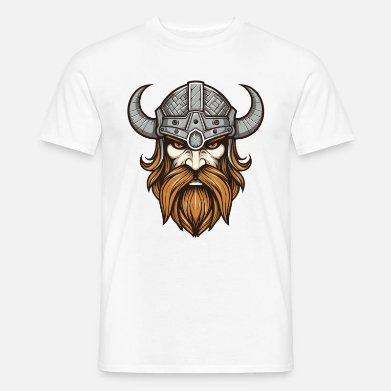 Wikinger Krieger Valhalla Kopf - Männer T-Shirt - Weiß