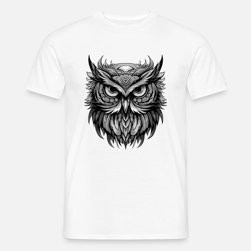 Eule Portrait - Männer T-Shirt - Weiß