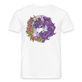 Niedliches Einhorn mit Blumen Geschenk Mädchen - Männer T-Shirt - Weiß - Vorne - AI Model Male 178 dark (178cm)