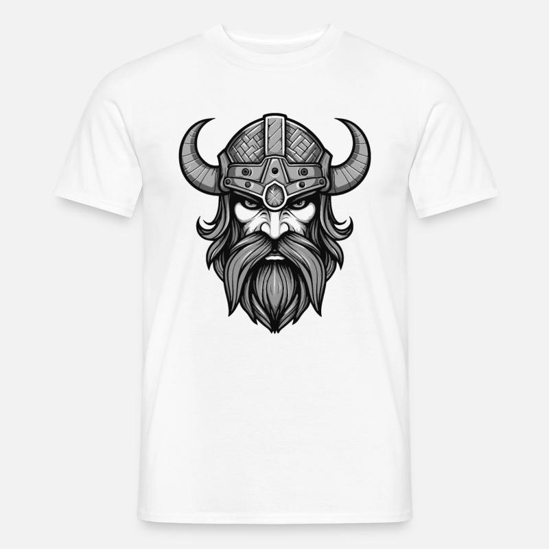 Wikinger Krieger Valhalla Kopf - Männer T-Shirt - Weiß