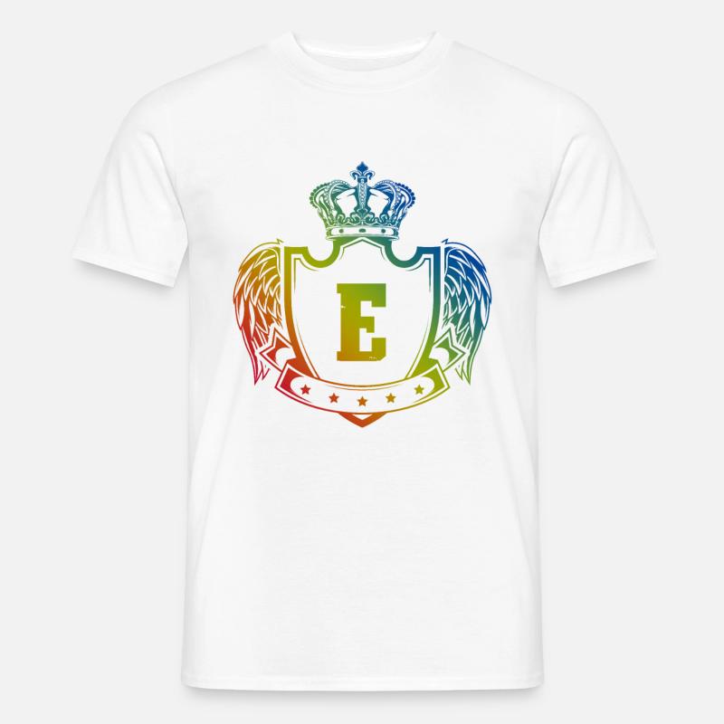 E Buchstabe Wappen - Männer T-Shirt - Weiß