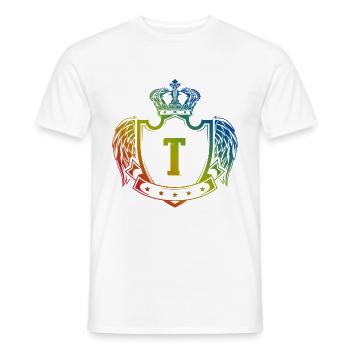Armoiries de la lettre T - T-shirt homme - blanc - Devant - AI Model Male 178 dark (178cm)