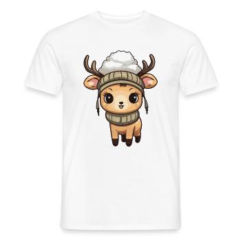 Reh Geweih Winter Comic - Männer T-Shirt - Weiß - Vorne - AI Model Male 178 dark (178cm)