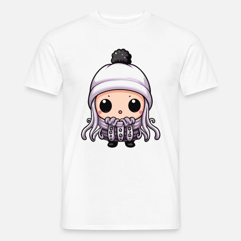 Oktopus Winter Krake Comic - Männer T-Shirt - Weiß