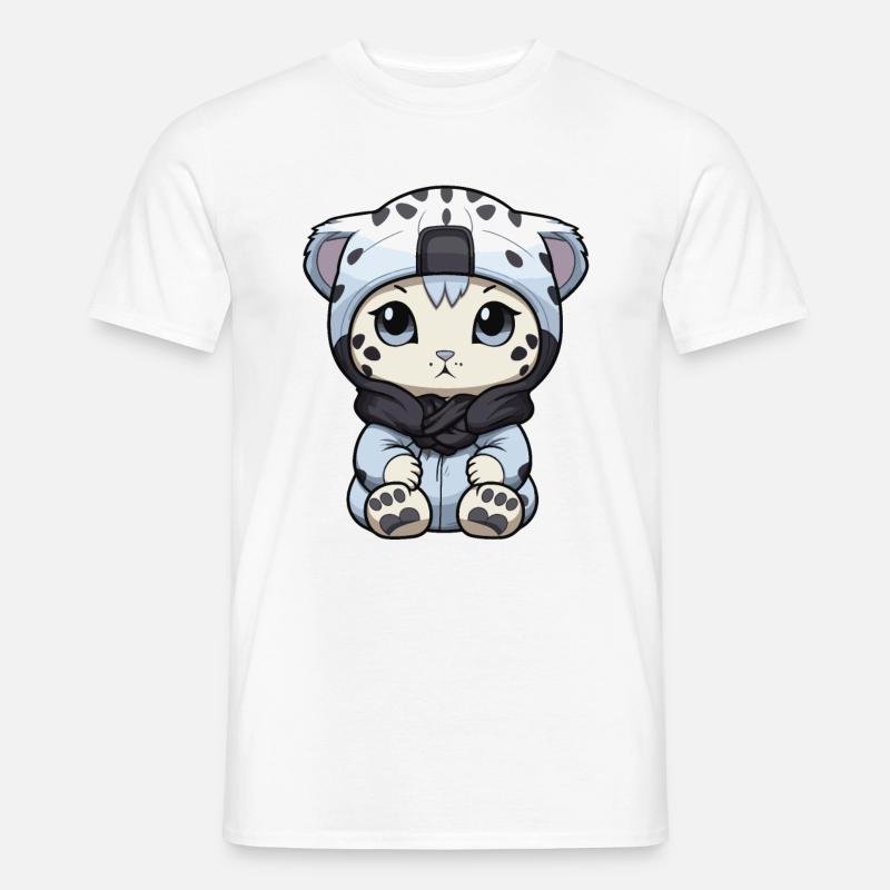 Schneeleopard Winter leopard Comic - Männer T-Shirt - Weiß