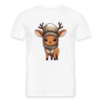 Reh Geweih Winter Tier Niedlich Comic - Männer T-Shirt - Weiß - Vorne - AI Model Male 178 dark (178cm)