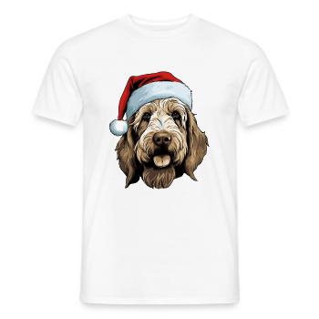 Otterhound Dog Head Christmas Portrait - Men's T-Shirt - white - Front - AI Model Male 178 dark (178cm)
