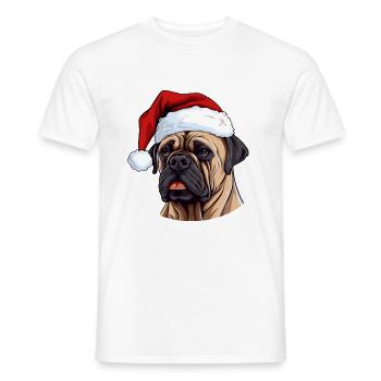 Boerboel Dog Head Christmas Portrait - Men's T-Shirt - white - Front - AI Model Male 178 dark (178cm)
