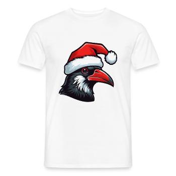 Crow Head Raven Christmas Portrait - Men's T-Shirt - white - Front - AI Model Male 178 dark (178cm)