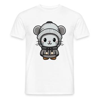 Mouse Winter Animal Baby Comic - Men's T-Shirt - white - Front - AI Model Male 178 dark (178cm)