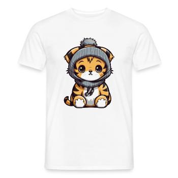 Tiger Winter Animal Baby Comic - Men's T-Shirt - white - Front - AI Model Male 178 dark (178cm)