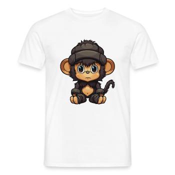 Monkey Winter Animal Baby Comic - Men's T-Shirt - white - Front - AI Model Male 178 dark (178cm)