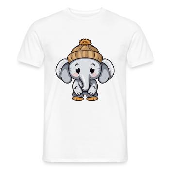 Elephant Winter Animal Baby Comic - Men's T-Shirt - white - Front - AI Model Male 178 dark (178cm)