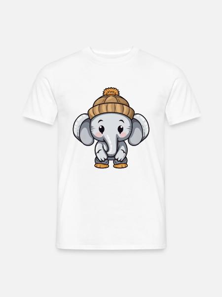 Elefant Winter Tier Baby Comic - Männer T-Shirt - Weiß