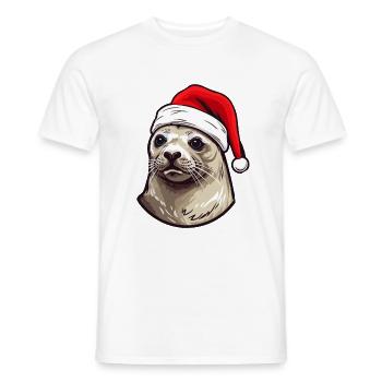 Seal Seal Christmas Animal Portrait Xmas - Men's T-Shirt - white - Front - AI Model Male 178 dark (178cm)