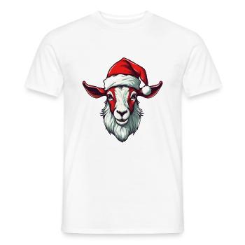 Chèvre Noël Animal Portrait Noël - T-shirt homme - blanc - Devant - AI Model Male 178 dark (178cm)