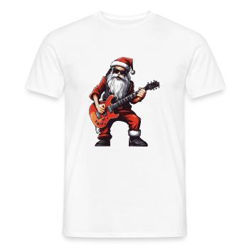 Santa Claus Guitar Santa - Men's T-Shirt - white - Front - AI Model Male 178 dark (178cm)