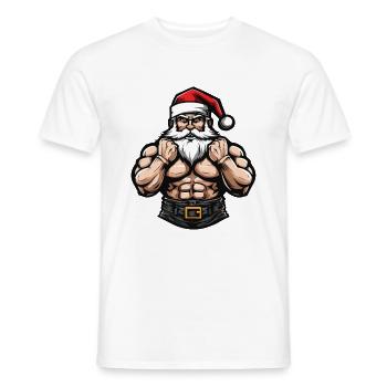 Santa Muscles Bodybuilding Fitness - Men's T-Shirt - white - Front - AI Model Male 178 dark (178cm)