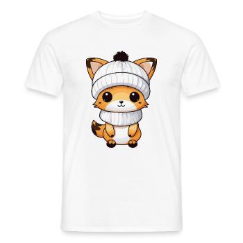 Fuchs Winter Comic Illustration - Männer T-Shirt - Weiß - Vorne - AI Model Male 178 dark (178cm)