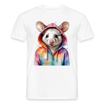 Sweat à capuche Opossum Imprimé Animal Coloré - T-shirt homme - blanc - Devant - AI Model Male 178 dark (178cm)