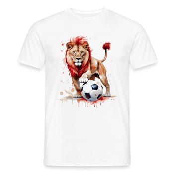 Lion Football Coloré Géorgie Animal Design Print - T-shirt homme - blanc - Devant - AI Model Male 178 dark (178cm)