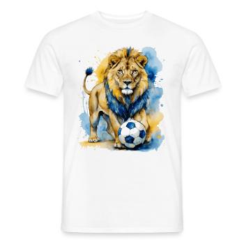 Löwe Fußball Bunt Ukraine Tier Design Print - Männer T-Shirt - Weiß - Vorne - AI Model Male 178 dark (178cm)
