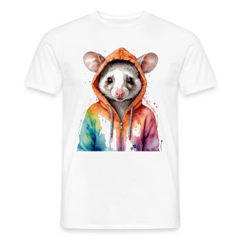 Sweat à capuche Opossum Imprimé Animal Coloré - T-shirt homme - blanc - Devant - AI Model Male 178 dark (178cm)