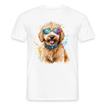 Lunettes de soleil Goldendoodle Chien Animal Design Print - T-shirt homme - blanc - Devant - AI Model Male 178 dark (178cm)