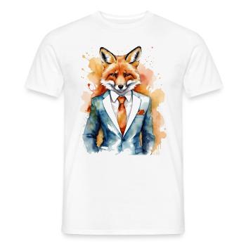Fuchs Anzug Bunt Tier Design Print - Männer T-Shirt - Weiß - Vorne - AI Model Male 178 dark (178cm)