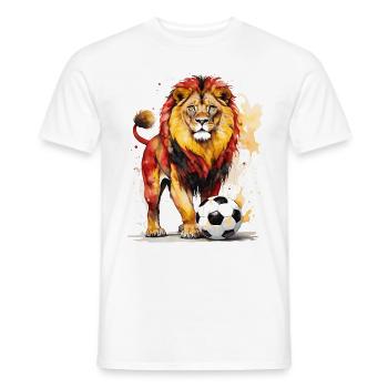 Löwe Fußball Bunt Belgien Tier Design Print - Männer T-Shirt - Weiß - Vorne - AI Model Male 178 dark (178cm)