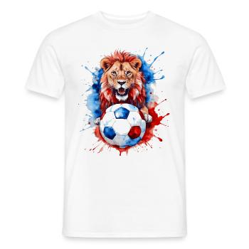 Lion Football Coloré Slovénie Slovénie Design Print - T-shirt homme - blanc - Devant - AI Model Male 178 dark (178cm)