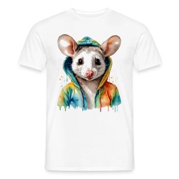 Sweat à capuche Opossum Imprimé Animal Coloré - T-shirt homme - blanc - Devant - AI Model Male 178 dark (178cm)