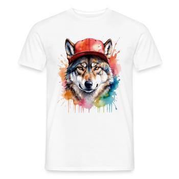 Casquette Wolf Snapback Imprimé de design animal coloré - T-shirt homme - blanc - Devant - AI Model Male 178 dark (178cm)