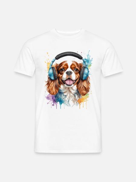 Cavalier King Charles Spaniel Kopfhörer Hund Print - Männer T-Shirt - Weiß