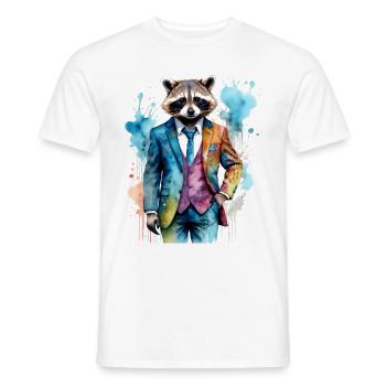 Costume de raton laveur Imprimé de conception d’animaux colorés - T-shirt homme - blanc - Devant - AI Model Male 178 dark (178cm)