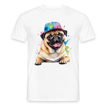 Carlin Snapback Cap Chien Coloré Drôle Design Imprimer - T-shirt homme - blanc - Devant - AI Model Male 178 dark (178cm)