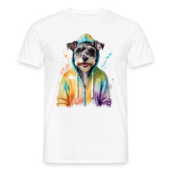 Zwergschnauzer Hoodie Hund Lustig Tier Print - Männer T-Shirt - Weiß - Vorne - AI Model Male 178 dark (178cm)