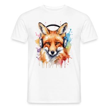 Renard Casque Musique Coloré Animal Design Imprimer - T-shirt homme - blanc - Devant - AI Model Male 178 dark (178cm)