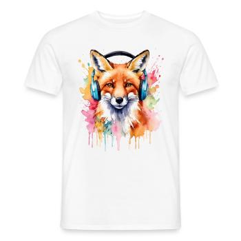 Renard Casque Musique Coloré Animal Design Imprimer - T-shirt homme - blanc - Devant - AI Model Male 178 dark (178cm)
