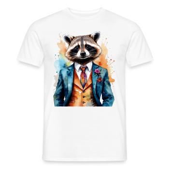 Costume de raton laveur Imprimé de conception d’animaux colorés - T-shirt homme - blanc - Devant - AI Model Male 178 dark (178cm)