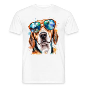 Beagle Sunglasses Dog Funny Animal Design Print - Men's T-Shirt - white - Front - AI Model Male 178 dark (178cm)
